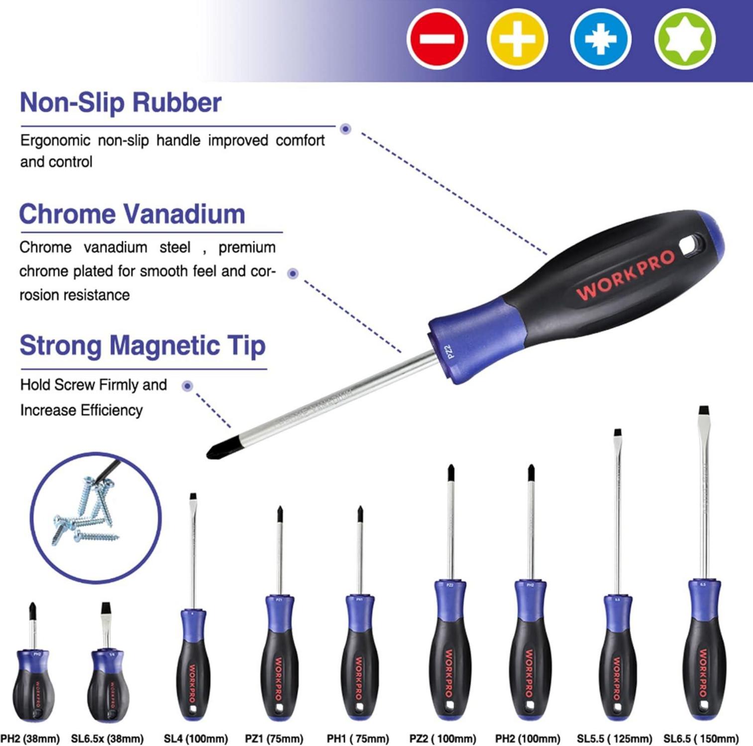 Profi Schraubendreher Set Magnetisch Präzisions Torx PZ aus Cr-V