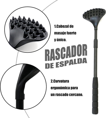 EASACE 2er Pack Ausziehbare Body Scratcher Set 21 Zoll ABS-Massagekopf Schwarz Blau für Erwachsene - Haustiere Kompakt - Einziehbar