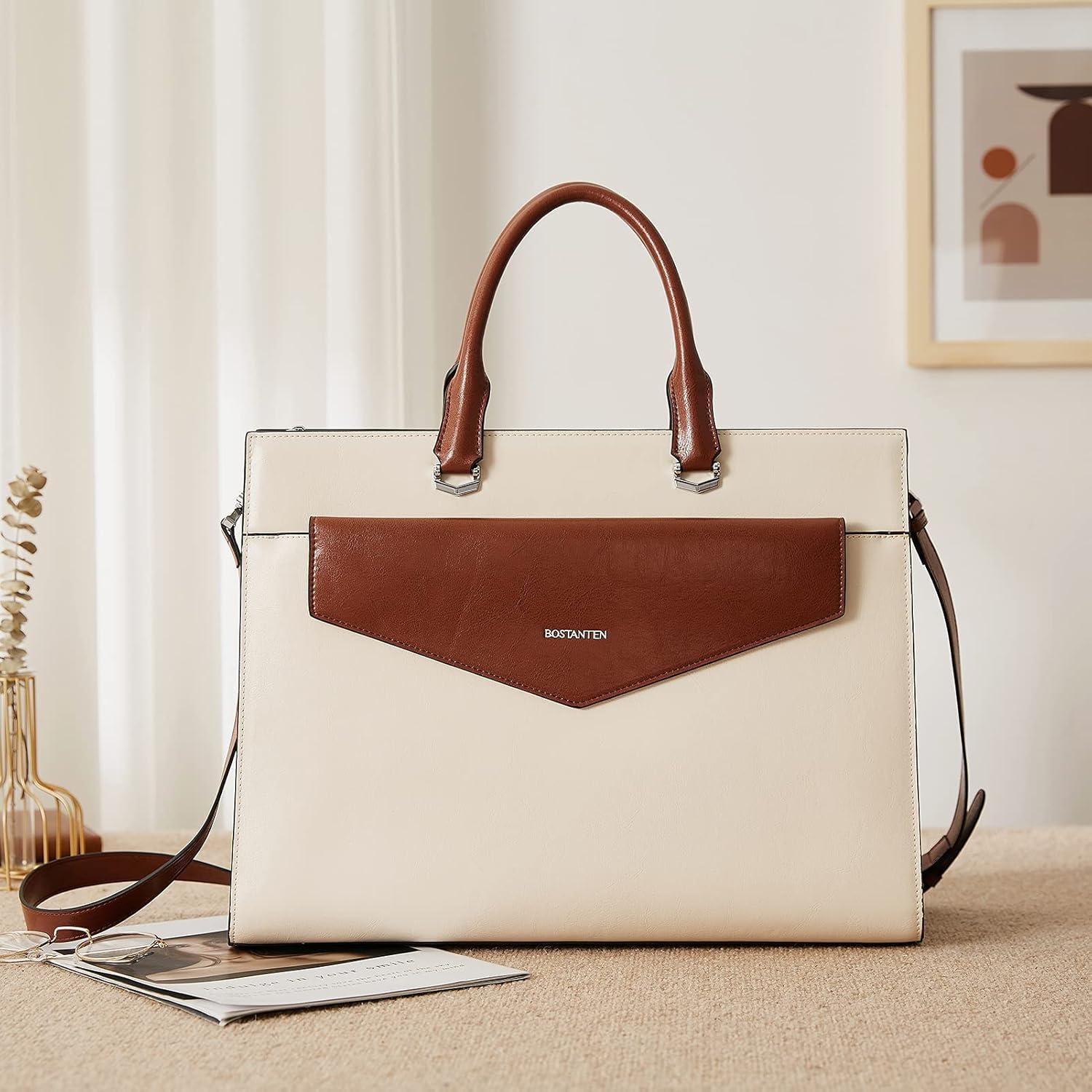 BOSTANTEN Damen Leder Aktentasche 15.6 Zoll Laptop Schultertasche Business