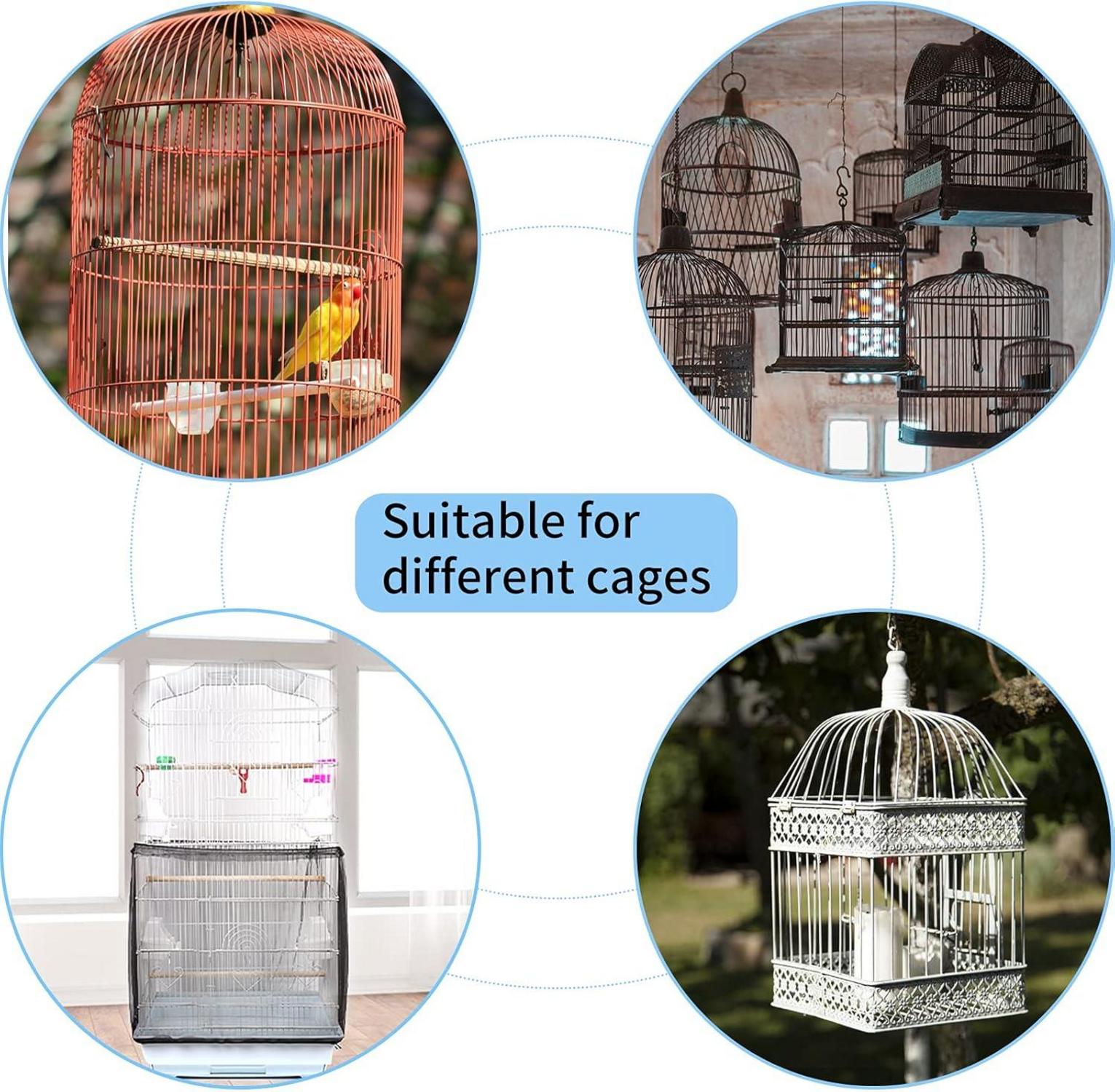Vogelkäfig Abdeckung Feder Samenfänger Einstellbar Papageien Schwarz