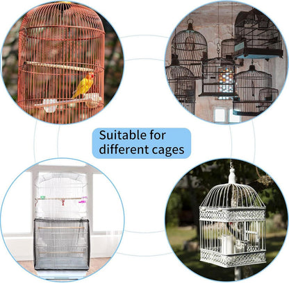 Vogelkäfig Abdeckung Feder Samenfänger Einstellbar Papageien Schwarz