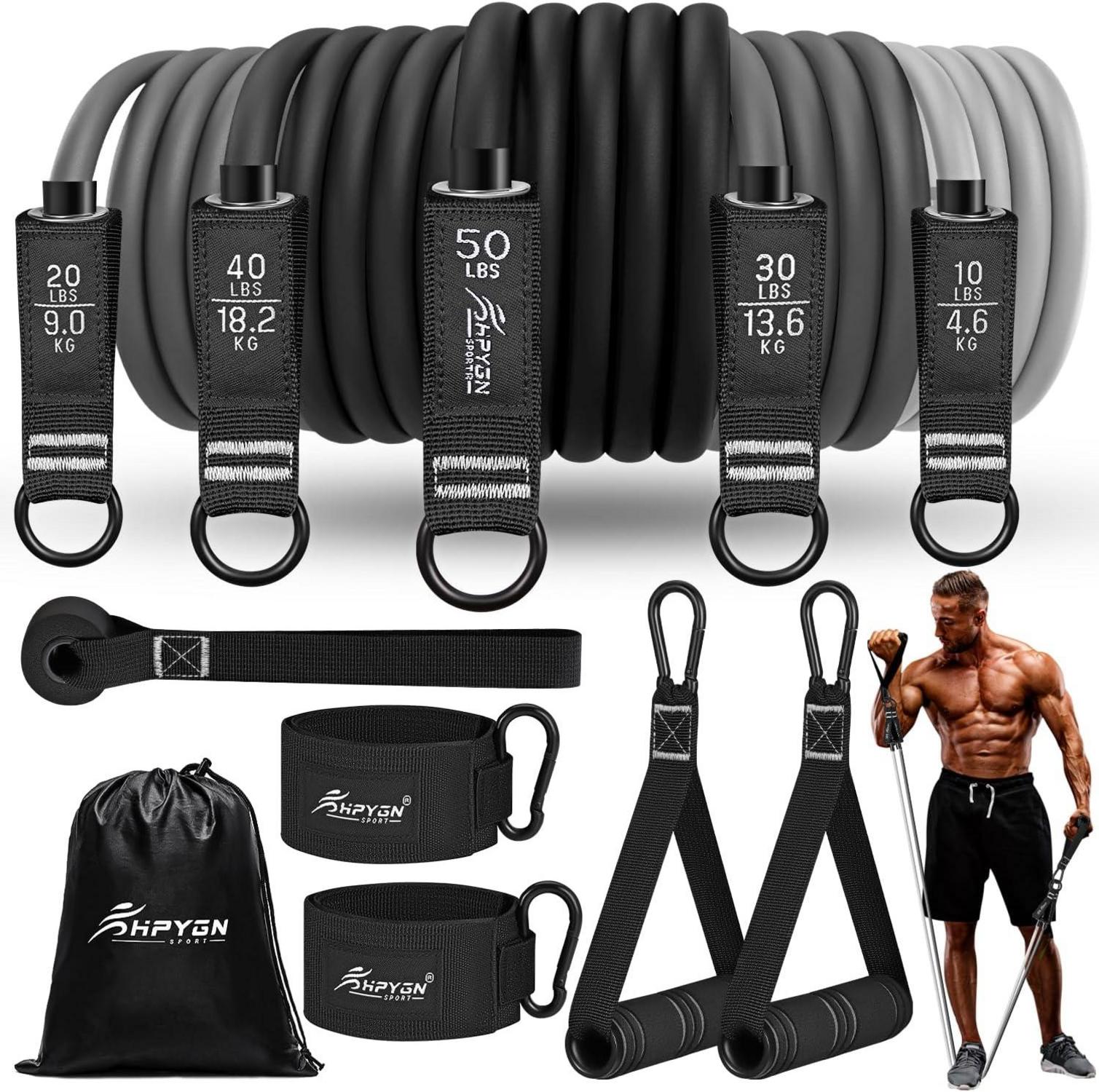 Fitnessbänder Set Resistance Bands 5 Stärken mit Griffe Türanker