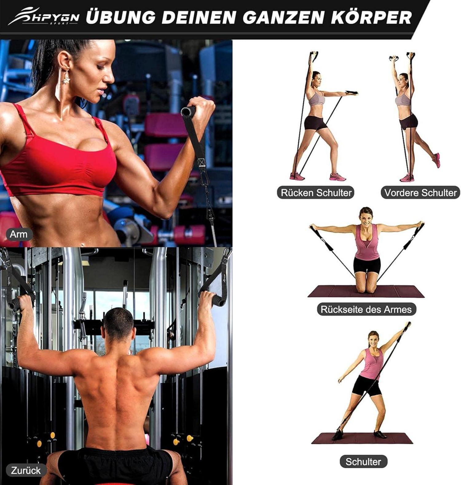 Fitnessbänder Set 150lbs 200lbs 250lbs Resistance Bands 5 Stärken Griffe Knöchelriemen Türanker Rucksack Home Gym Outdoor