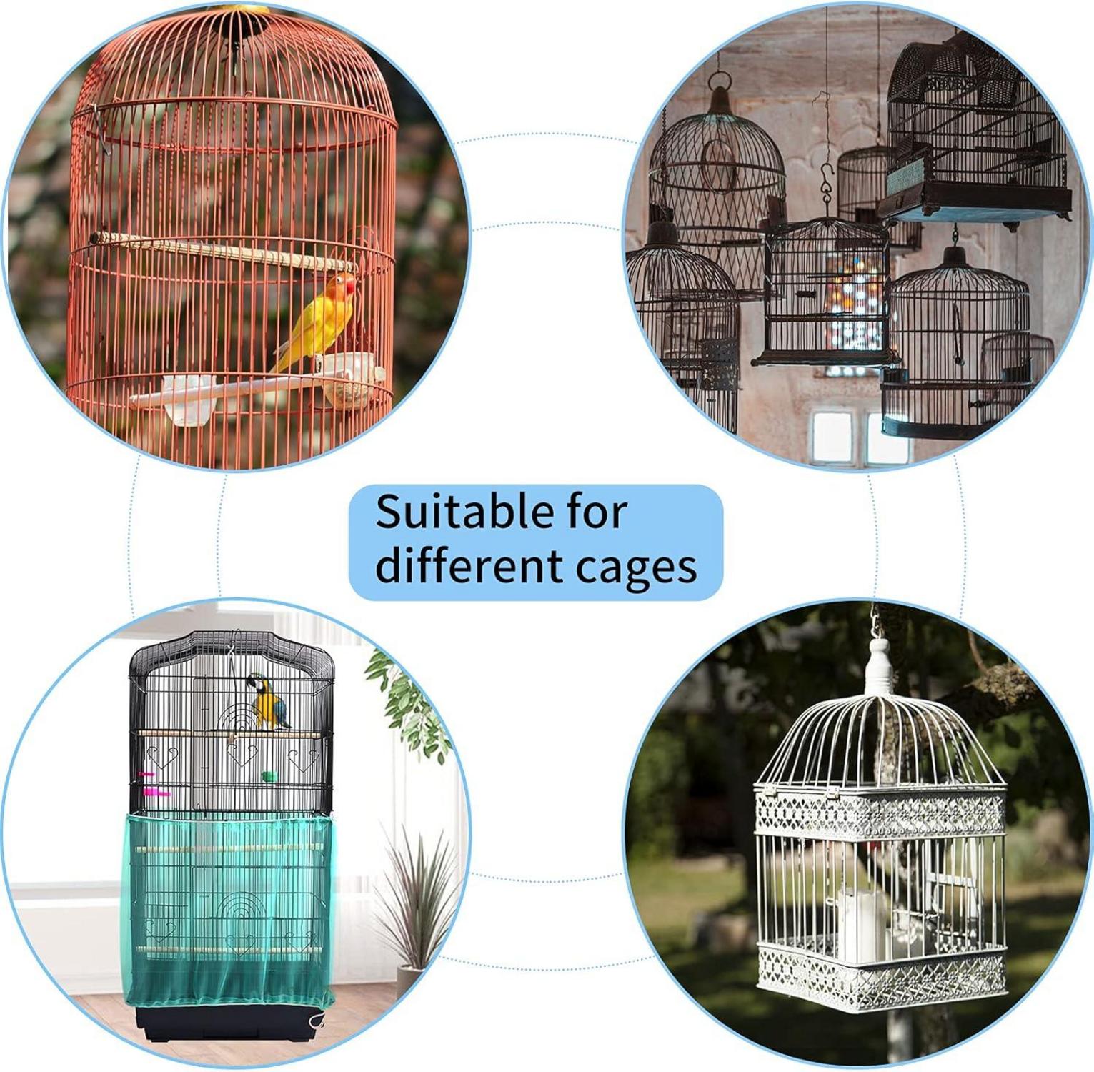 Vogelkäfig Abdeckung Grün Einstellbar Samenfänger Kordelzug