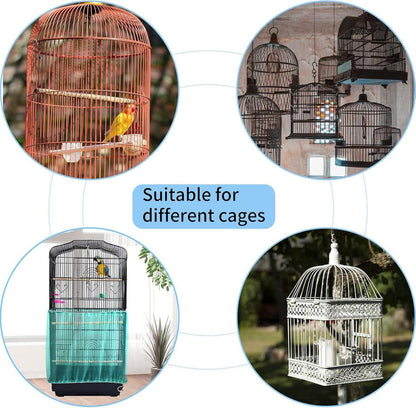 Vogelkäfig Abdeckung Grün Einstellbar Samenfänger Kordelzug