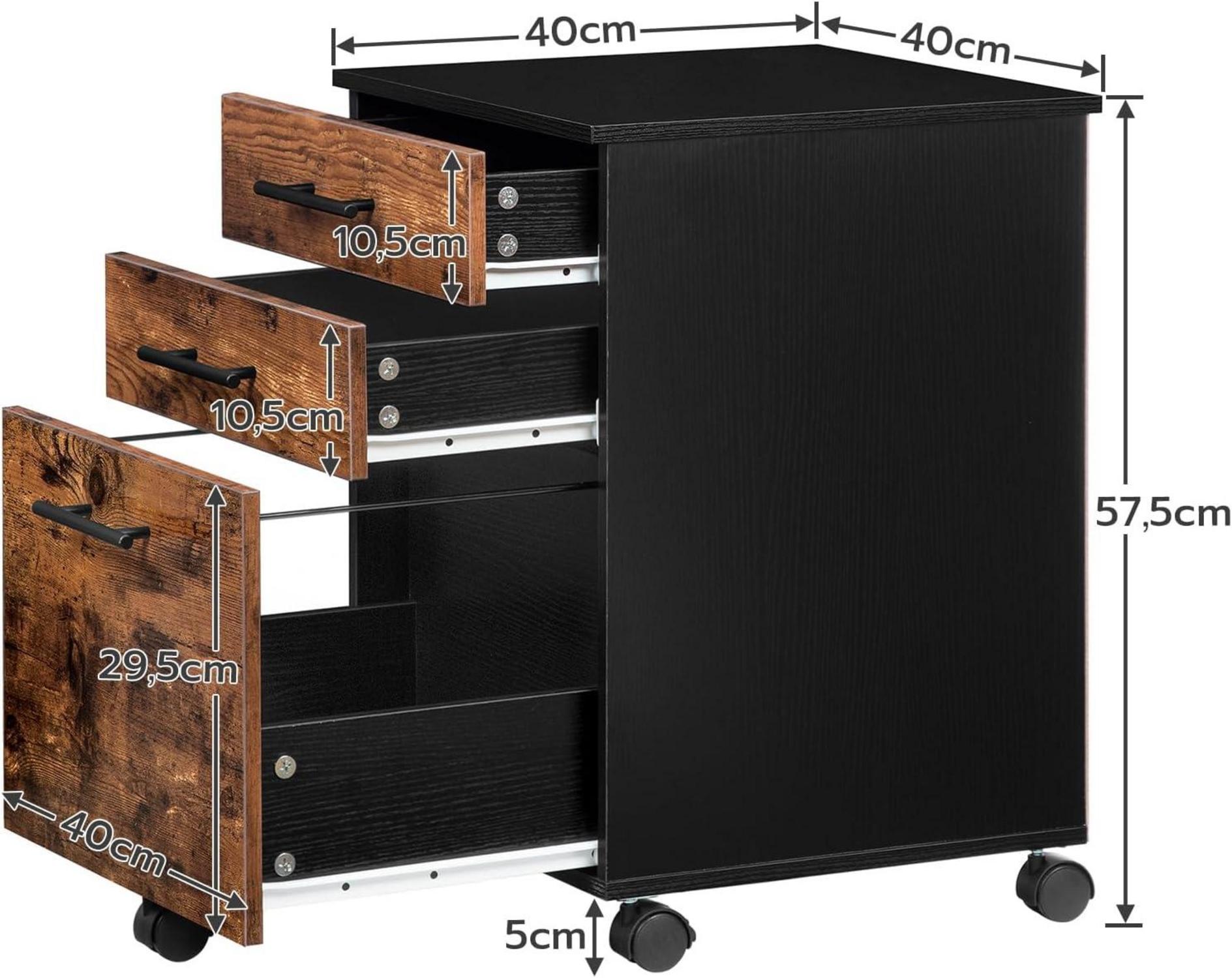 Rollcontainer mit 3 Schubladen und Rollen, Büroschrank