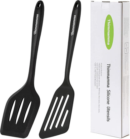 Hitzebeständiger 34cm Pfannenwender Spatel Set Schwarz Antihaft