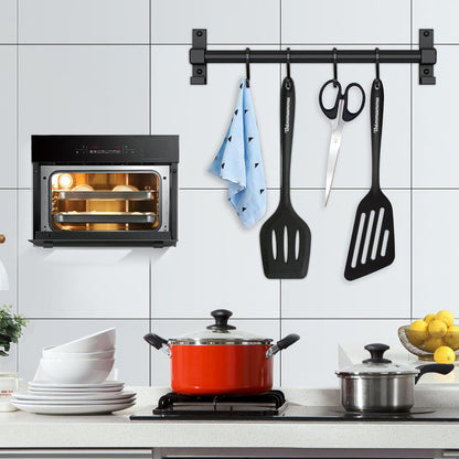 Hitzebeständiger Pfannenwender Set Schwarz 34cm - Spatel Turner Küchenhelfer antihaftbeschichtet