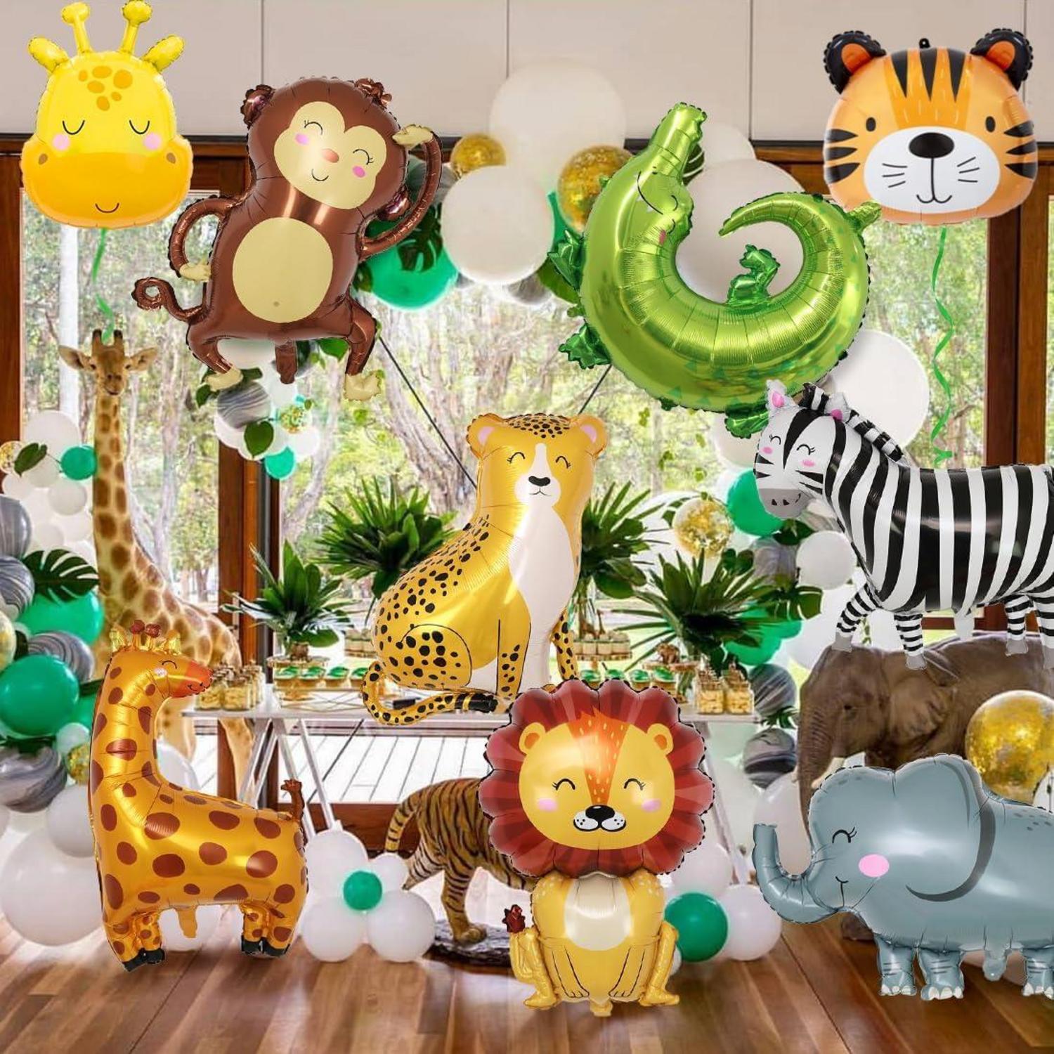 Safari Tiere XXL Folienballon Set für Kindergeburtstag 9-teilig
