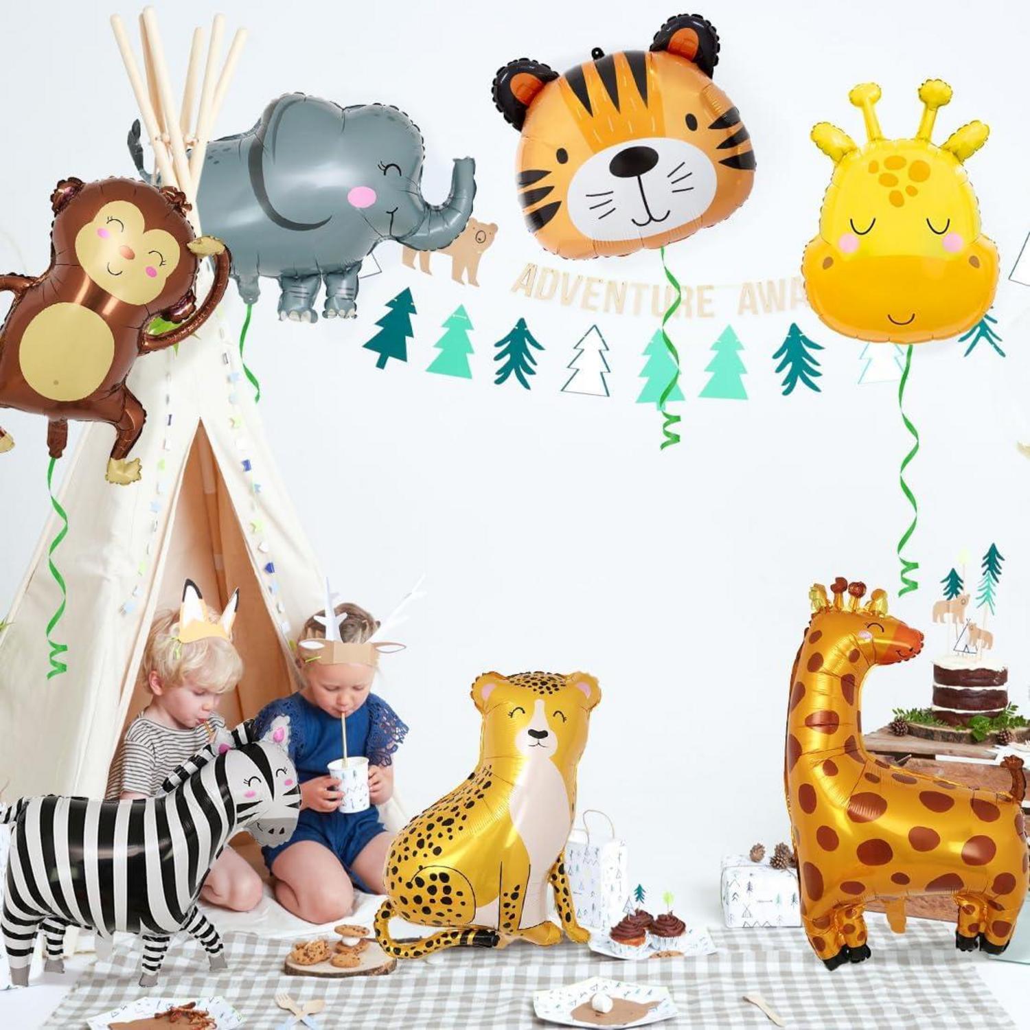 Safari Tiere XXL Folienballon Set für Kindergeburtstag 9-teilig