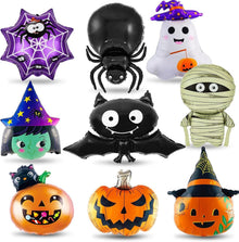 Halloween Folienballon Set Kürbis Hexe Geist Fledermaus Spinnweben 9