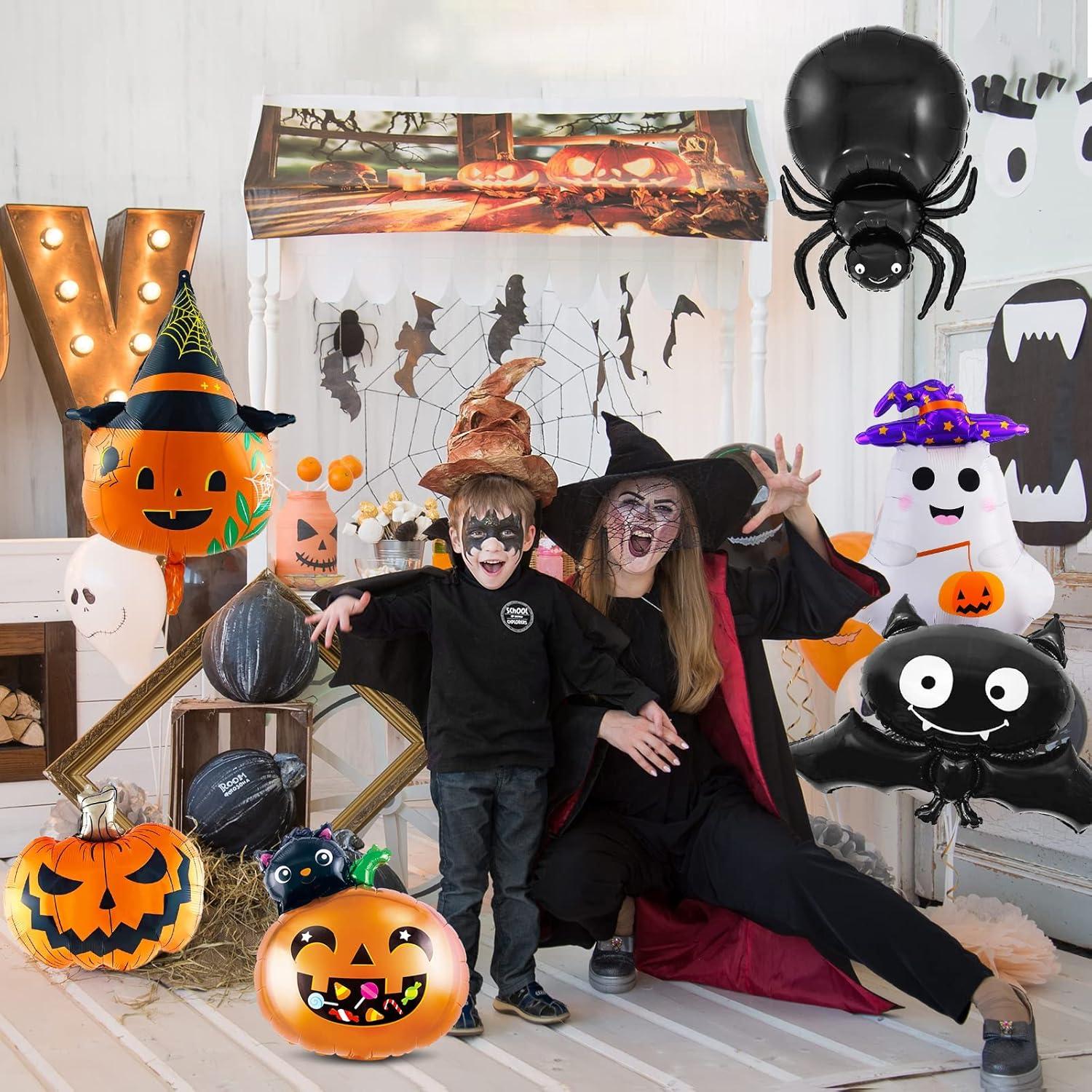 Halloween Folienballon Set Kürbis Hexe Geist Fledermaus Spinnen