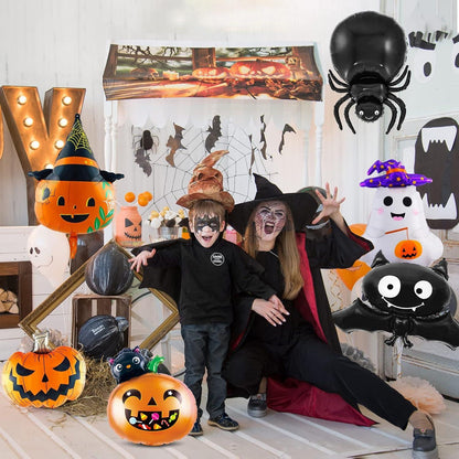 Halloween Folienballon Set Kürbis Hexe Geist Fledermaus Spinnen
