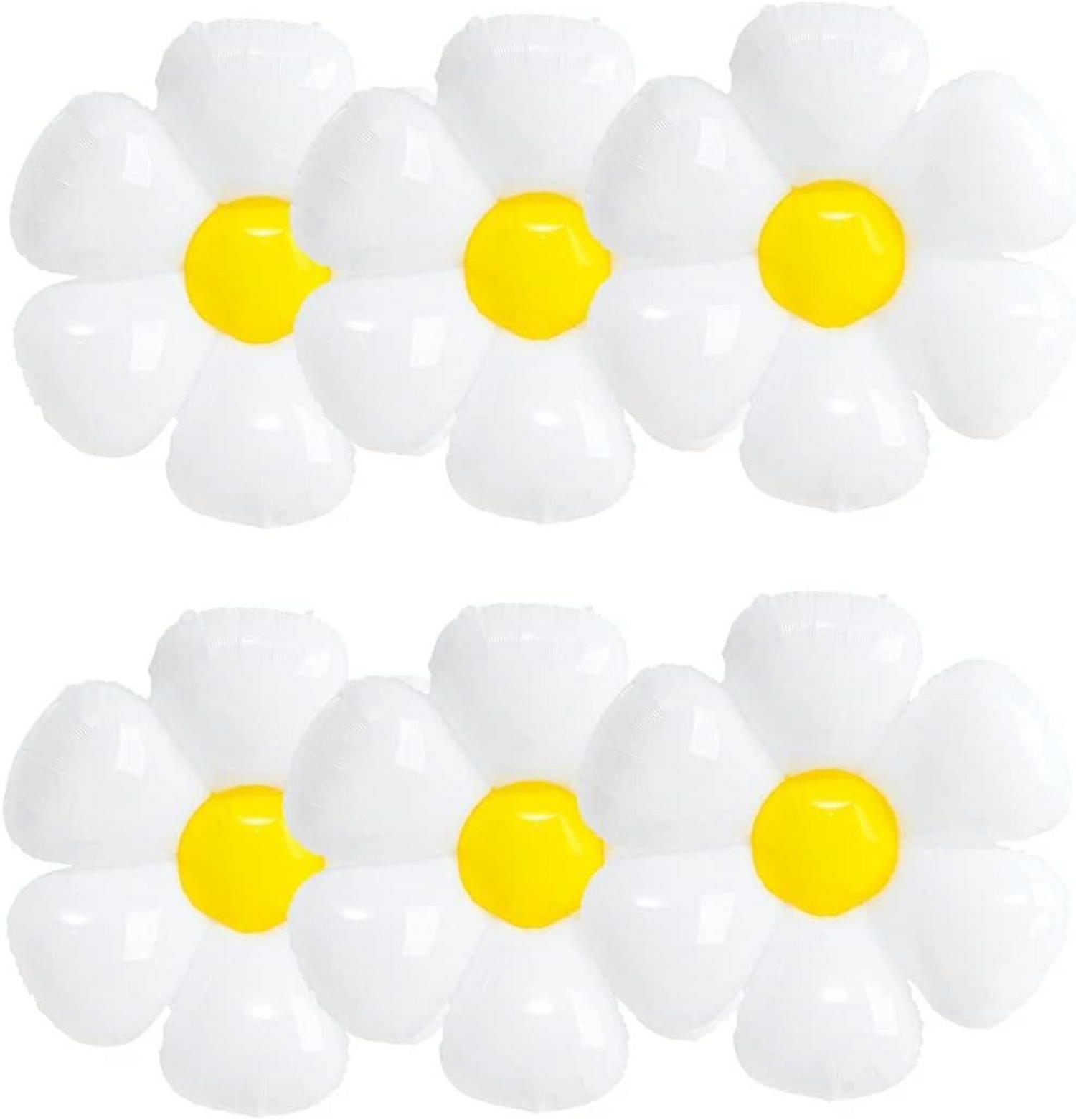 6er Set Gänseblümchen Folienballon XXL Luftballons Blume Mylar für
