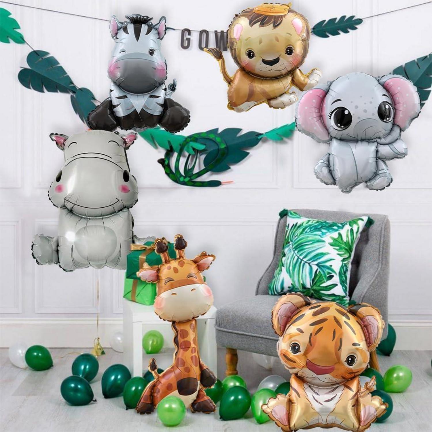 Safari Tiere Folienballon Set für Kindergeburtstag