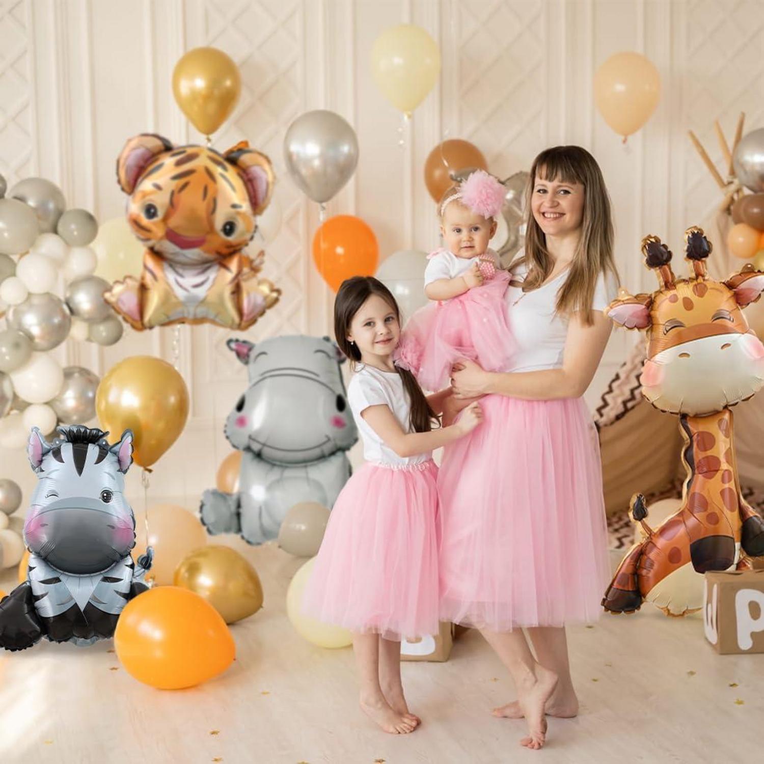 6er Set XXL Tierfolienballons - Dschungel Safari Partydekoration für