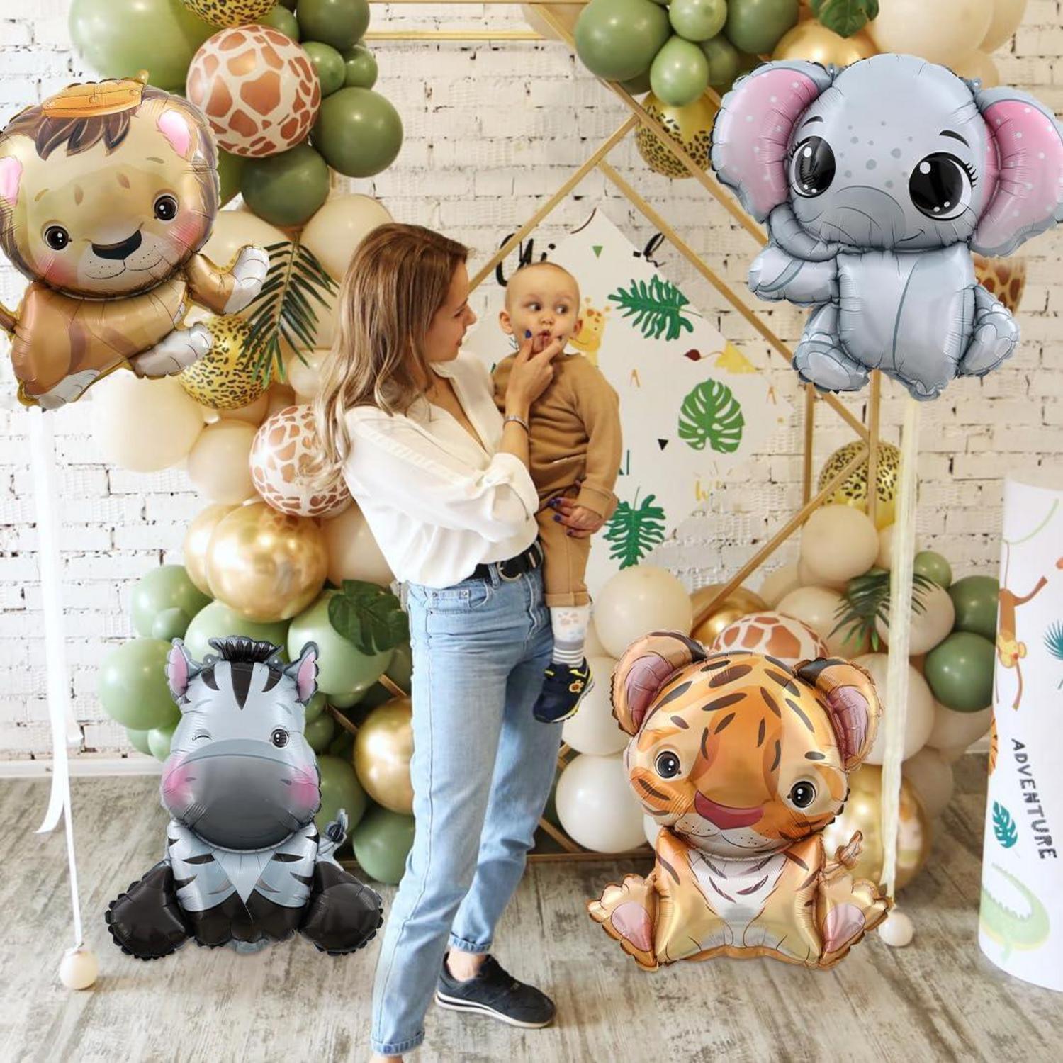 6er Set XXL Safari Tiere Folienballons Kindergeburtstag Partydekoration