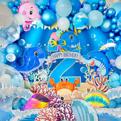 8er Meerestiere Folienballon Set für Partydeko, XXL Fisch Luftballons