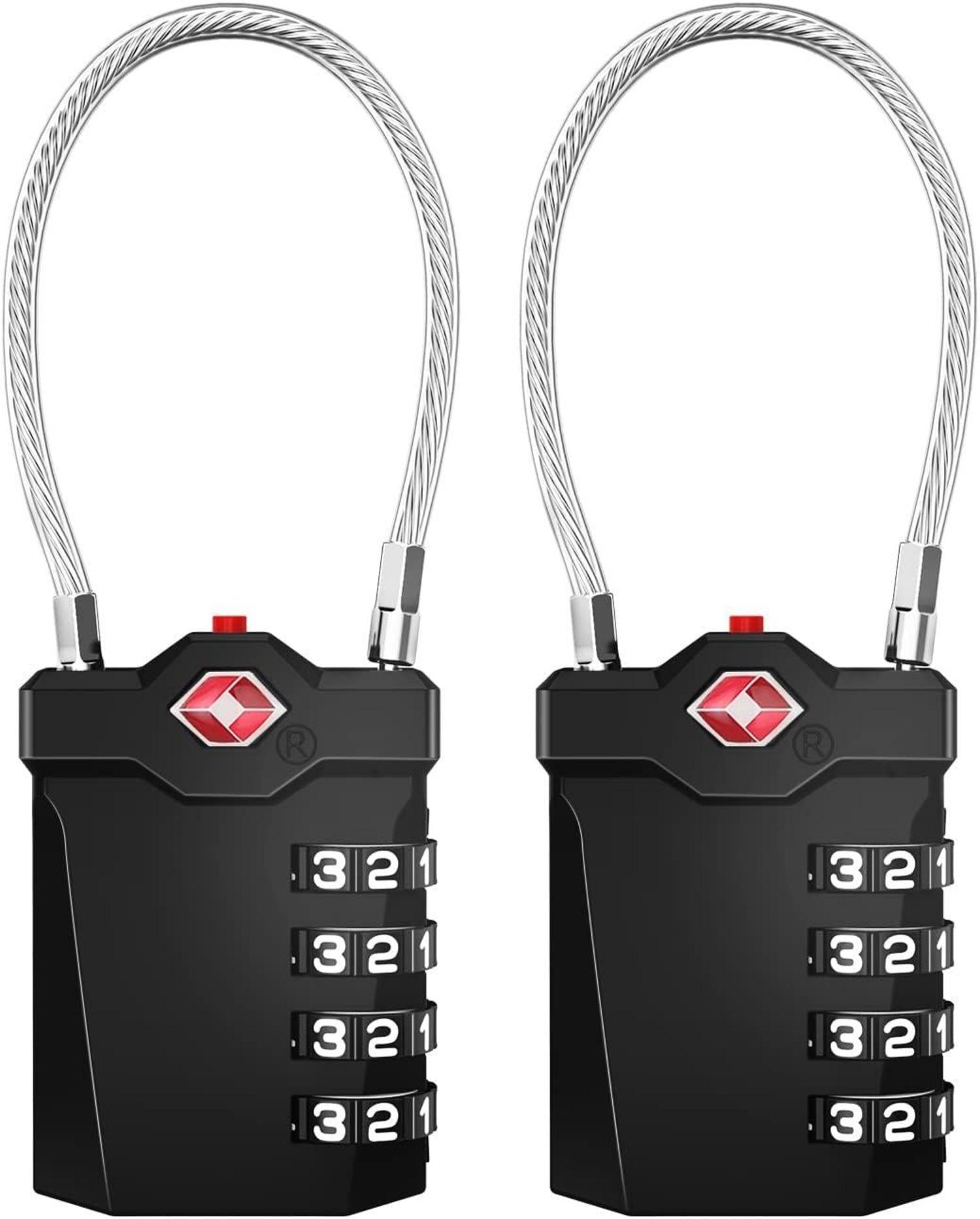 TSA Zahlenschloss mit roter Alarmanzeige 2er Set