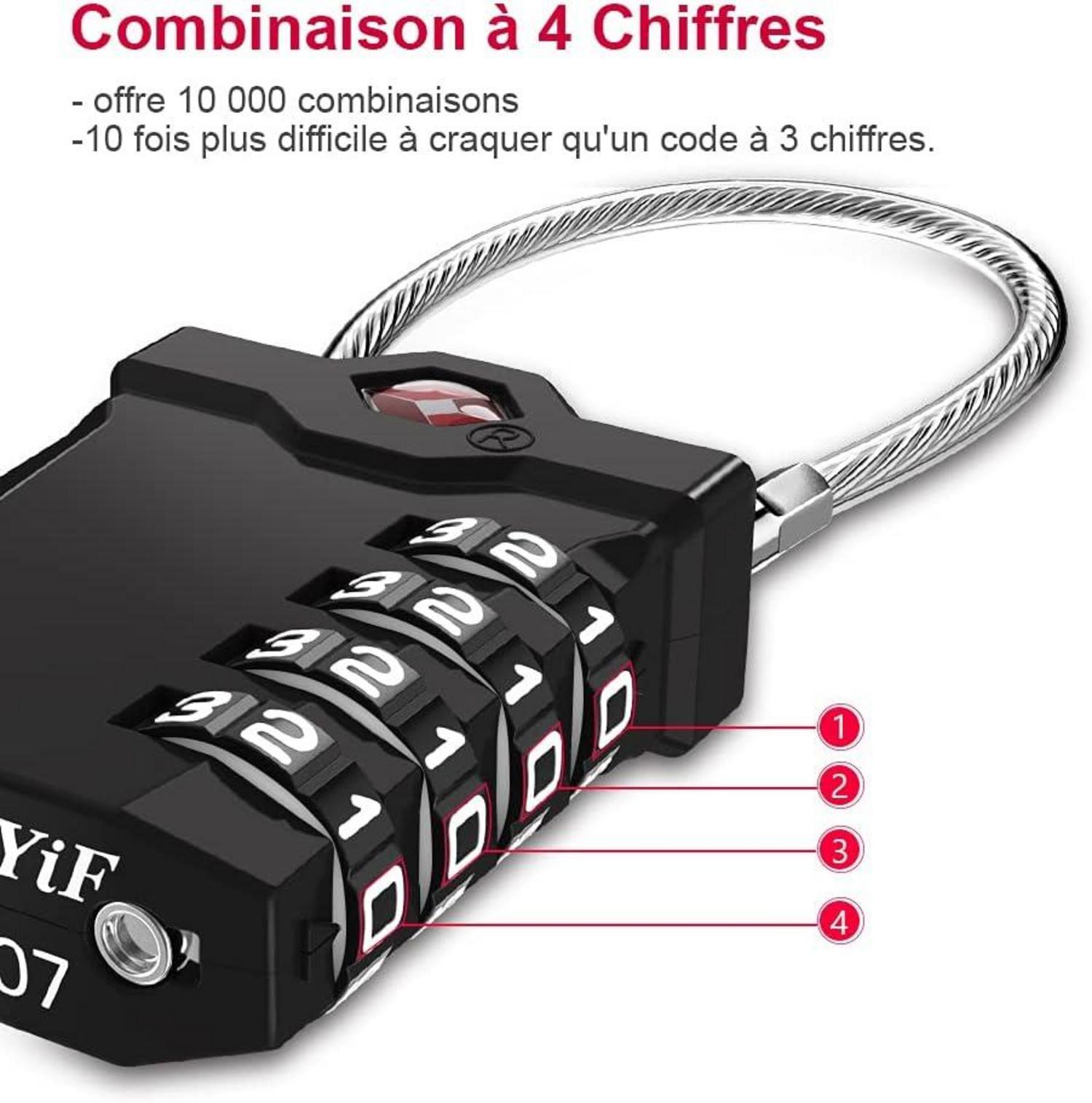 TSA Zahlenschloss mit roter Alarmanzeige 2er Set