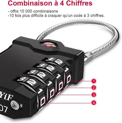 TSA Zahlenschloss mit roter Alarmanzeige 2er Set