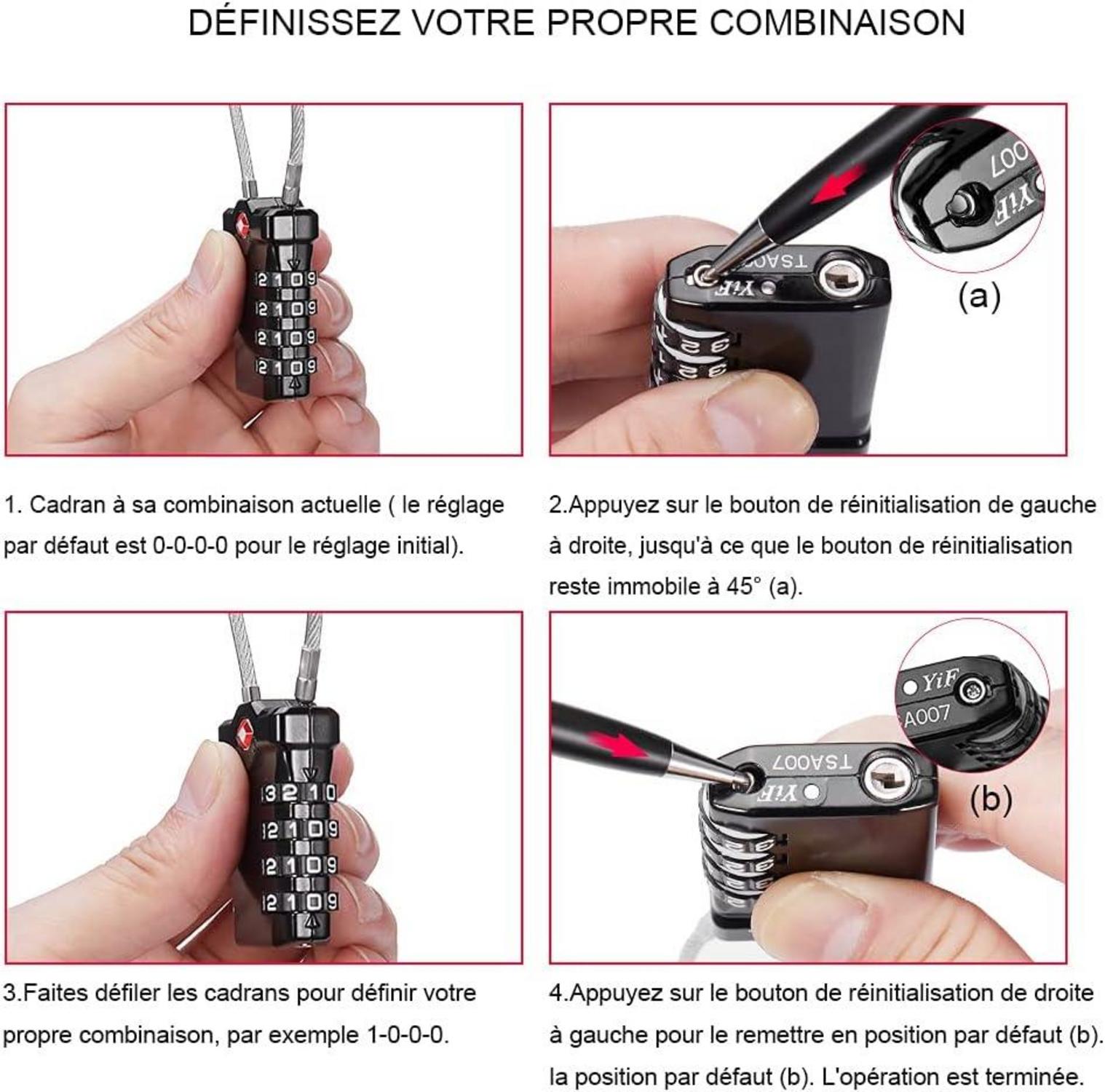 TSA Genehmigt 4-Stellige Zahlenschlösser mit Öffnungsalarm (2er