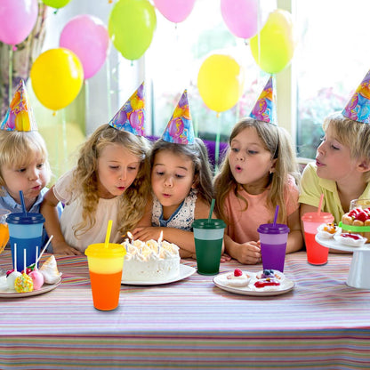 7er Set Wiederverwendbare Becher mit Strohhalmen und Deckel