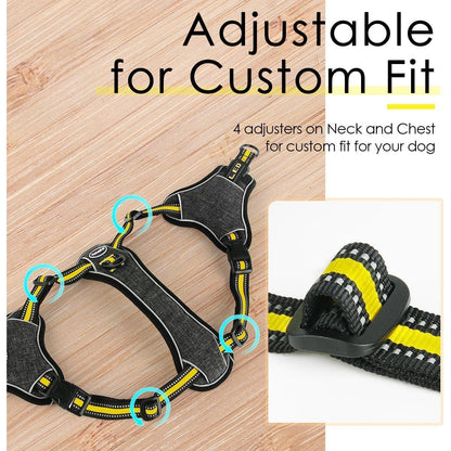 ThinkPet No-Pull Reflektierendes Step-in Hundegeschirr Gelb