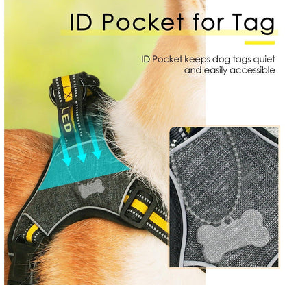 ThinkPet No-Pull Reflektierendes Step-in Hundegeschirr Gelb