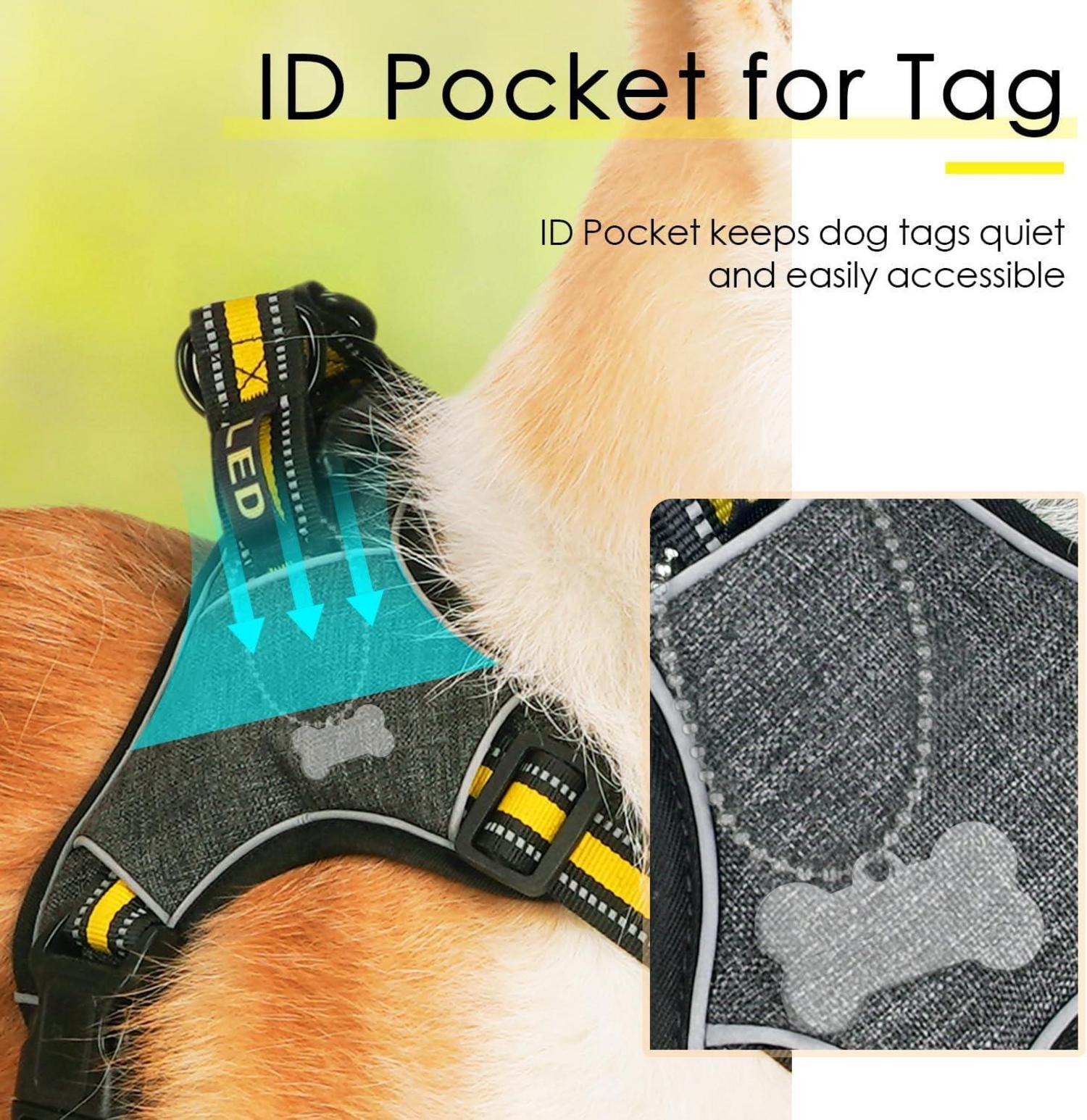 No-Pull reflektierendes Hundegeschirr atmungsaktiv Gelb S