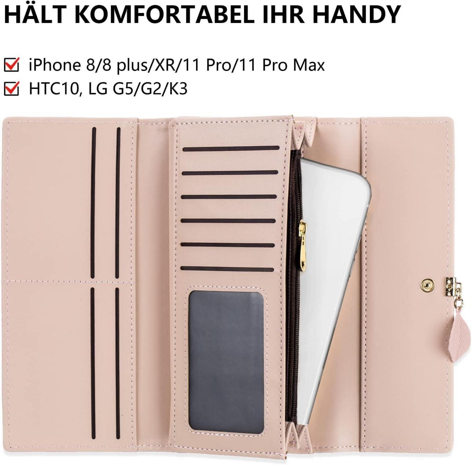 Damen Geldbörse RFID Blockierung 9 Kartenfächer Große Kapazität Vegan Leder