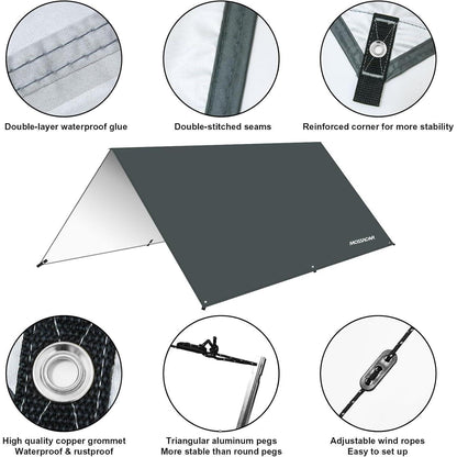 Tarp 3x3 Wasserdicht Grau Sonnensegel Wasserdicht UV 50+