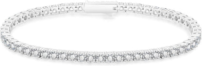 Elegantes Tennisarmband mit Zirkoniasteinen 3mm Silber 17.8cm