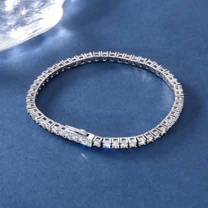 Tennisarmband Damen 14K Gold beschichtet Zirkonia 3mm Silber 17.8cm