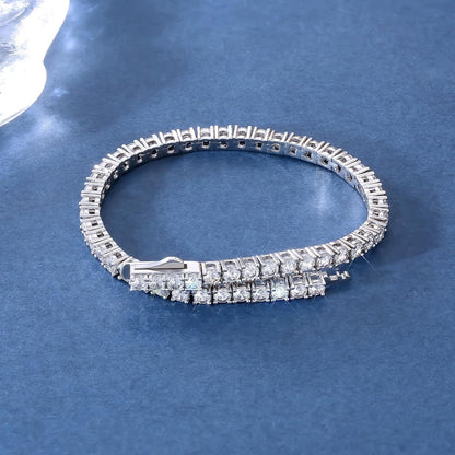 KRKC&CO Damen Tennisarmband Weißgold beschichtet 3mm Zirkonia Kristall Iced Out 17,8cm