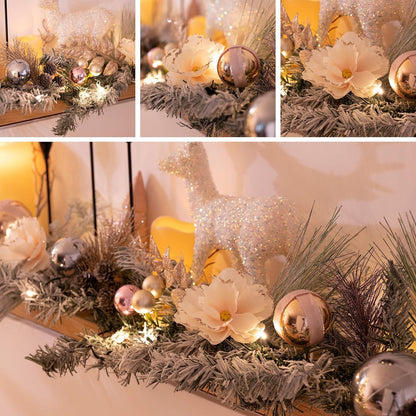 6ft Weihnachtsgirlande LED beleuchtet batteriebetrieben Tannengirlande Rose Gold