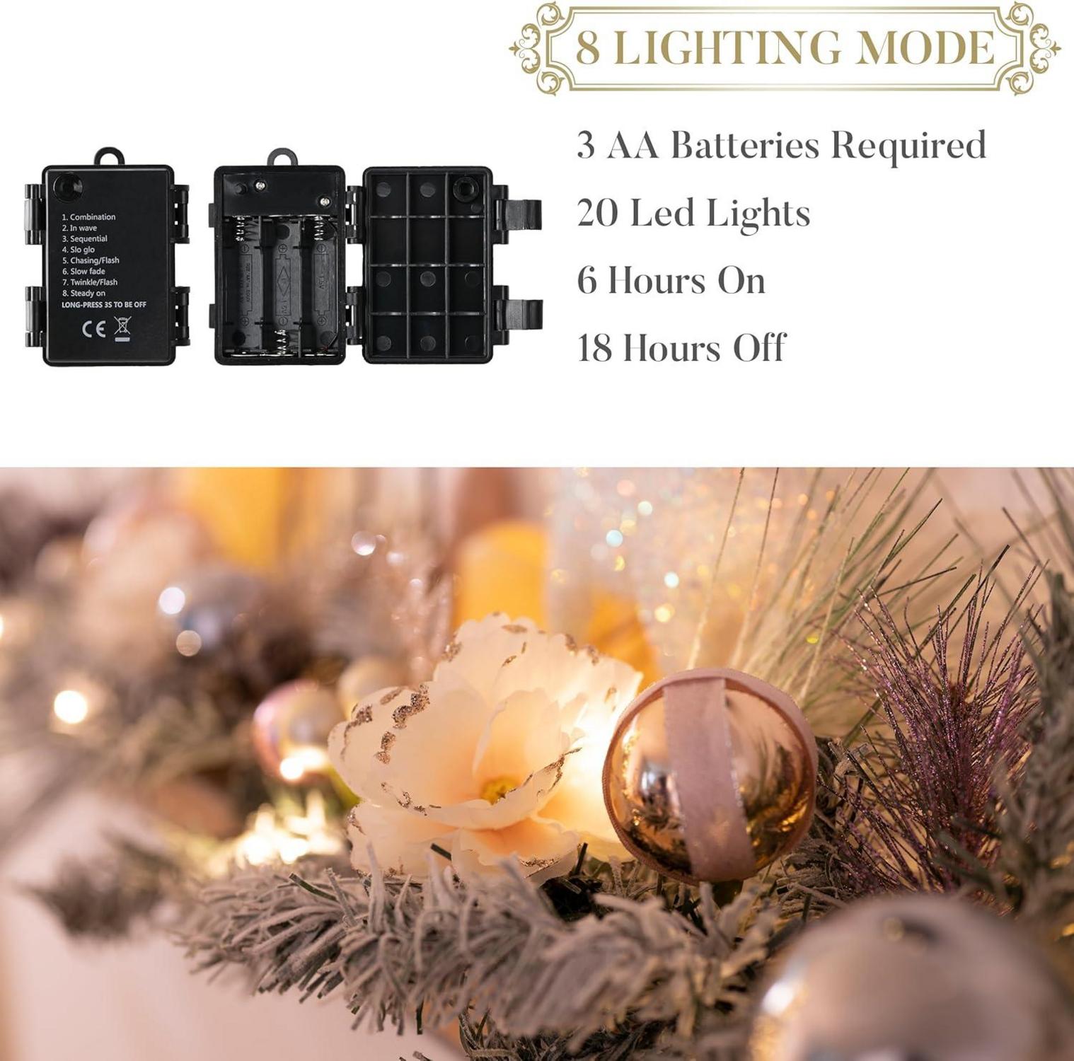 Weihnachtsgirlande batteriebetrieben 20 LED Kugeln Timer Funktion 6