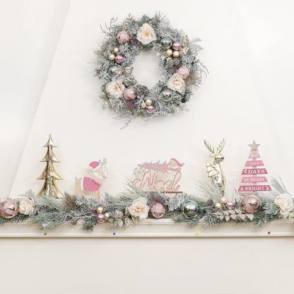 6ft Weihnachtsgirlande LED beleuchtet batteriebetrieben Tannengirlande Rose Gold