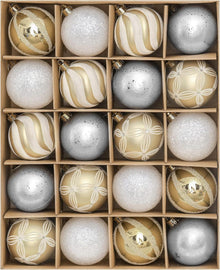 Weihnachtskugeln Set 20 Stück 6cm Gold Weiß Christbaumschmuck