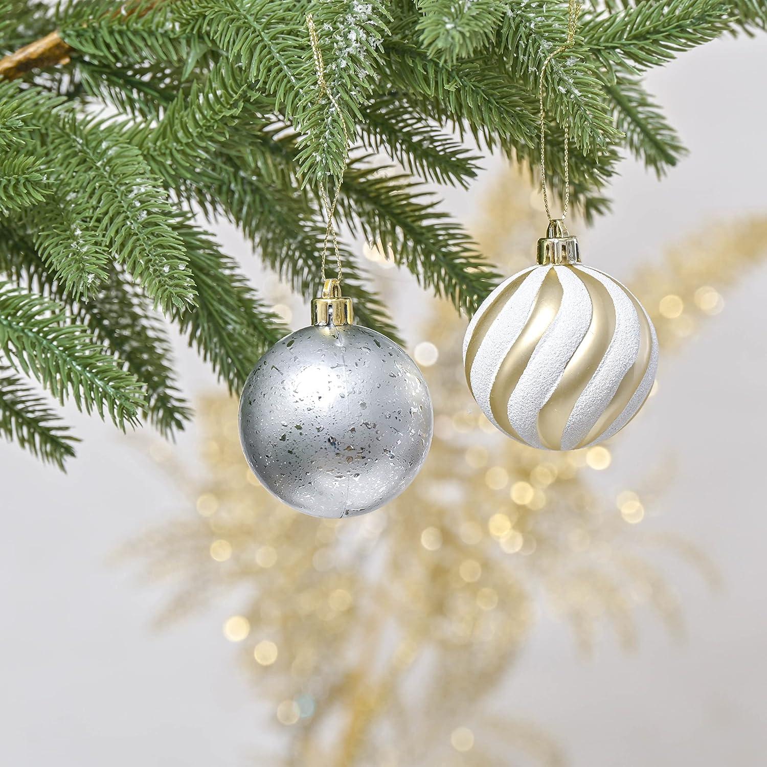 Weihnachtskugeln Set 20 Stück 6cm Gold Weiß Christbaumschmuck