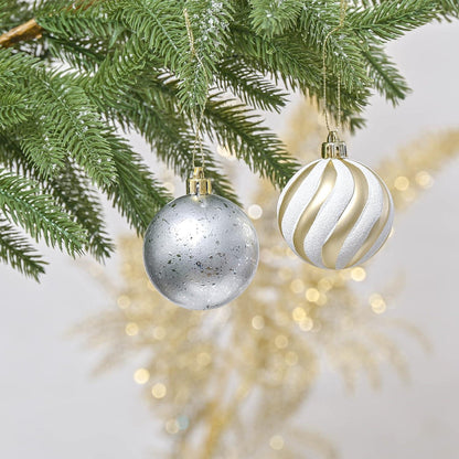 Weihnachtskugeln Set 20 Stück 6cm Gold Weiß Christbaumschmuck