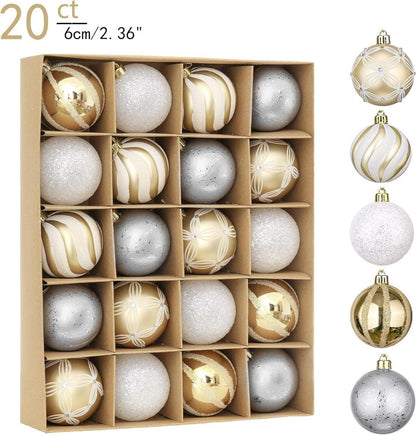 Weihnachtskugeln 20 Stücke 6cm Kunststoff Christbaumkugeln Gold