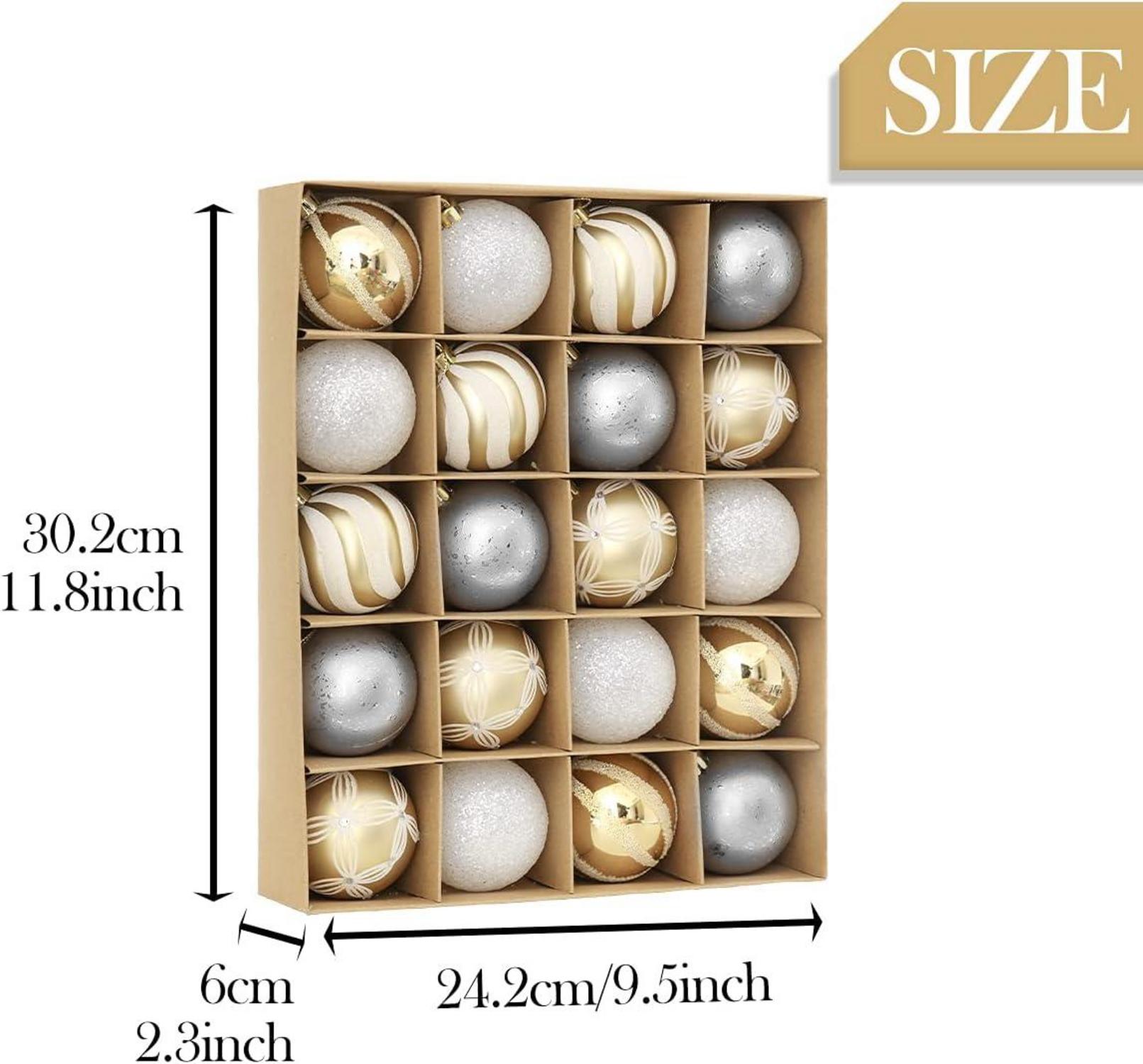 Weihnachtskugeln 20 Stücke 6cm Gold Weiß Christbaumkugeln Baumschmuck