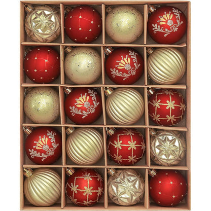 Weihnachtskugeln Set 20 Stück 6 CM Rot Gold Kunststoff