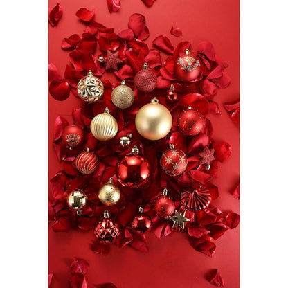 Weihnachtskugeln Set 20 Stück 6 CM Rot Gold Kunststoff