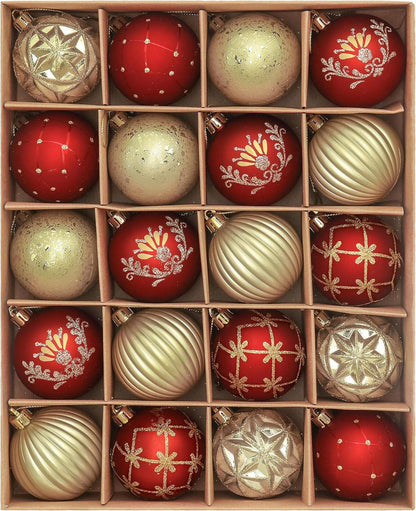 Weihnachtskugeln Set 20-teilig 6 cm Christbaumschmuck Rot Gold Luxus