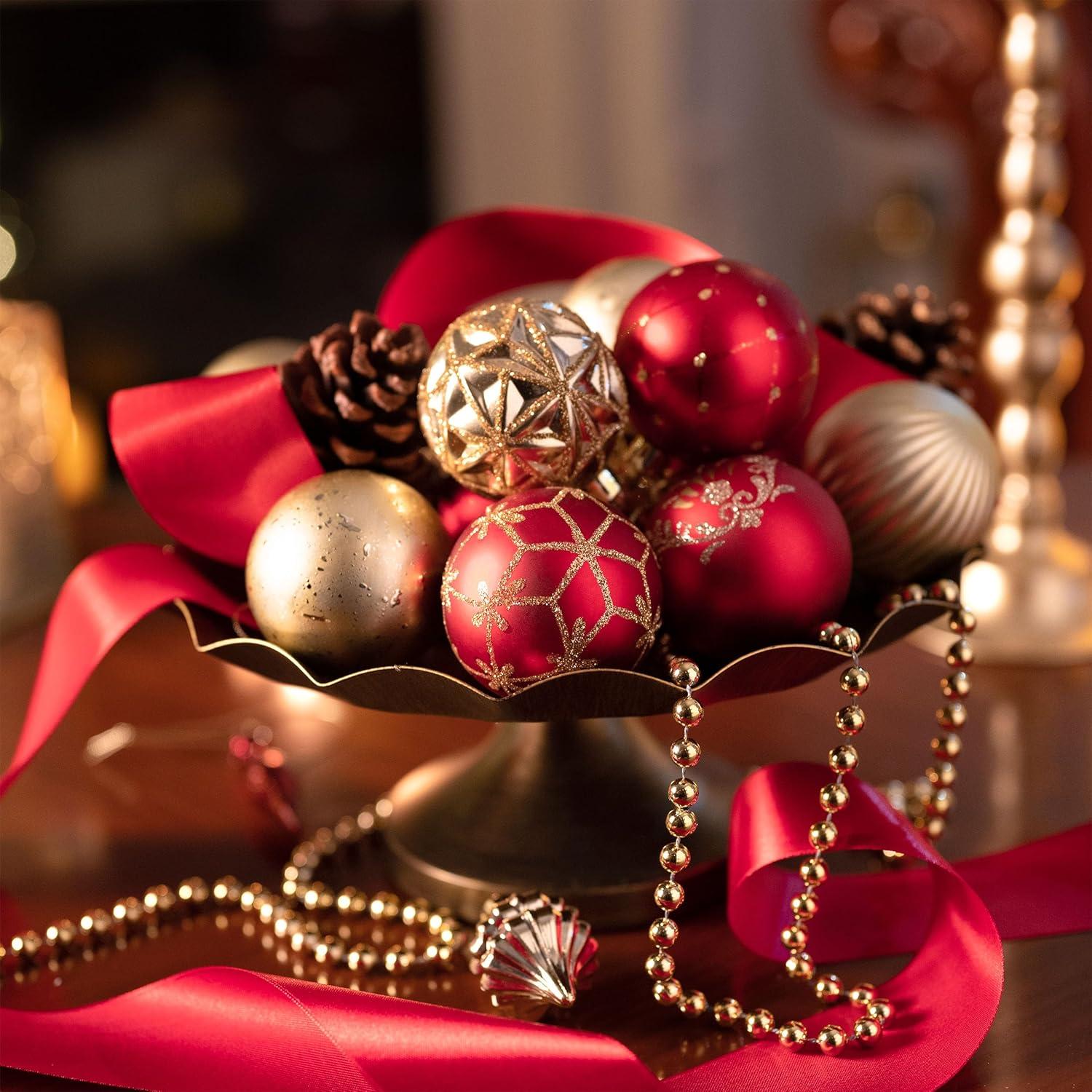 Weihnachtskugeln Set 20-teilig 6 cm Christbaumschmuck Rot Gold Luxus