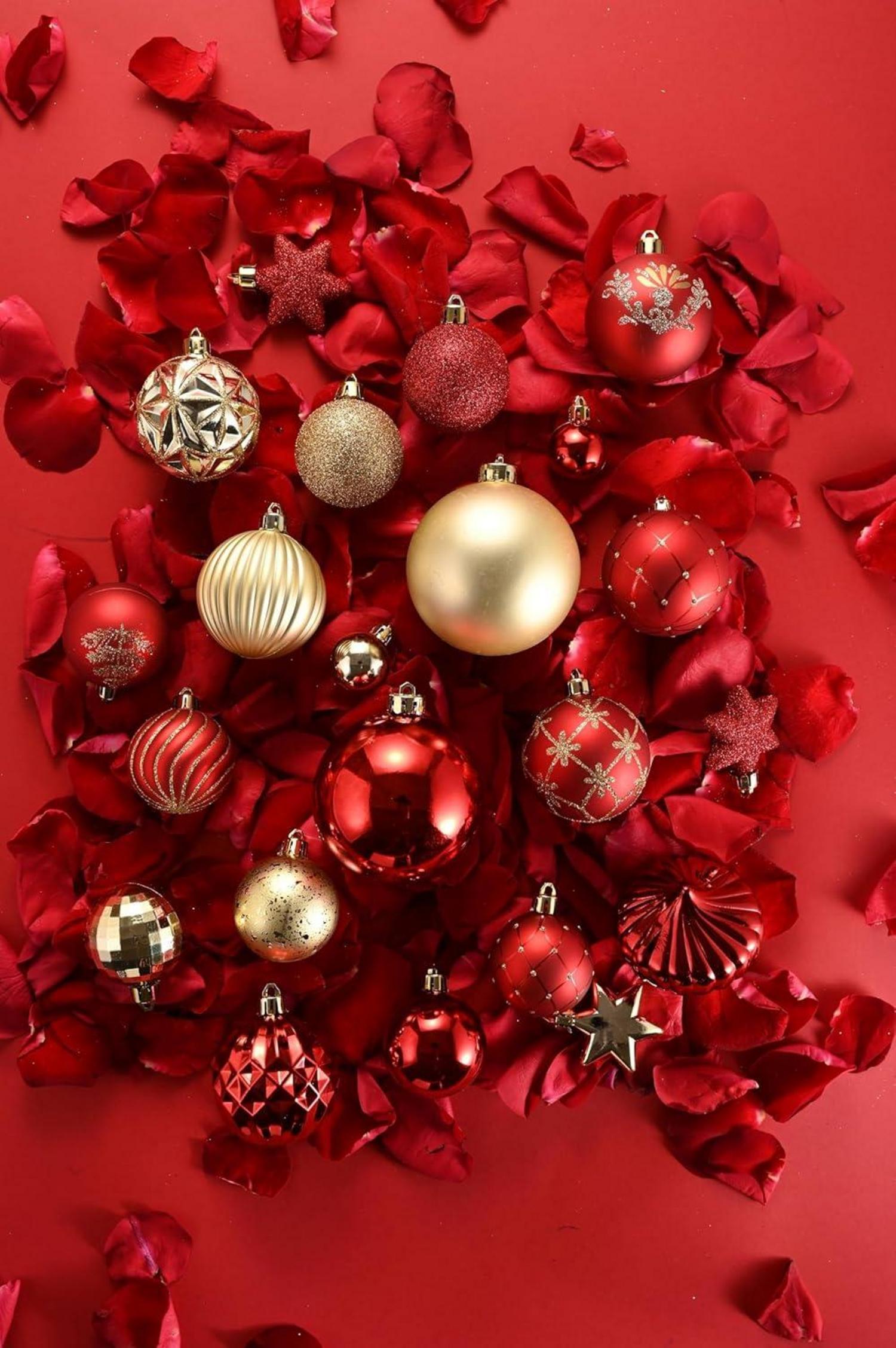 Valery Madelyn Weihnachtskugeln Set 20 Stück 6 CM Kunststoff Rot Gold