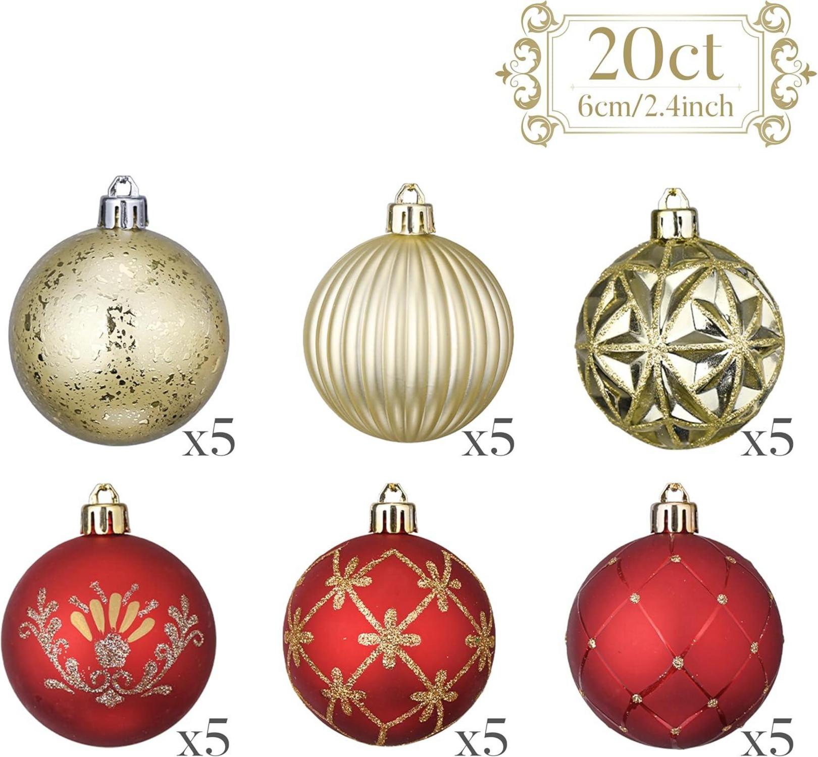 Weihnachtskugeln Set 20 Stück 6 CM Christbaumkugeln Kunststoff Rot