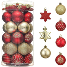 35er Set Weihnachtskugeln 5cm Kunststoff Rot Gold Luxus Stil
